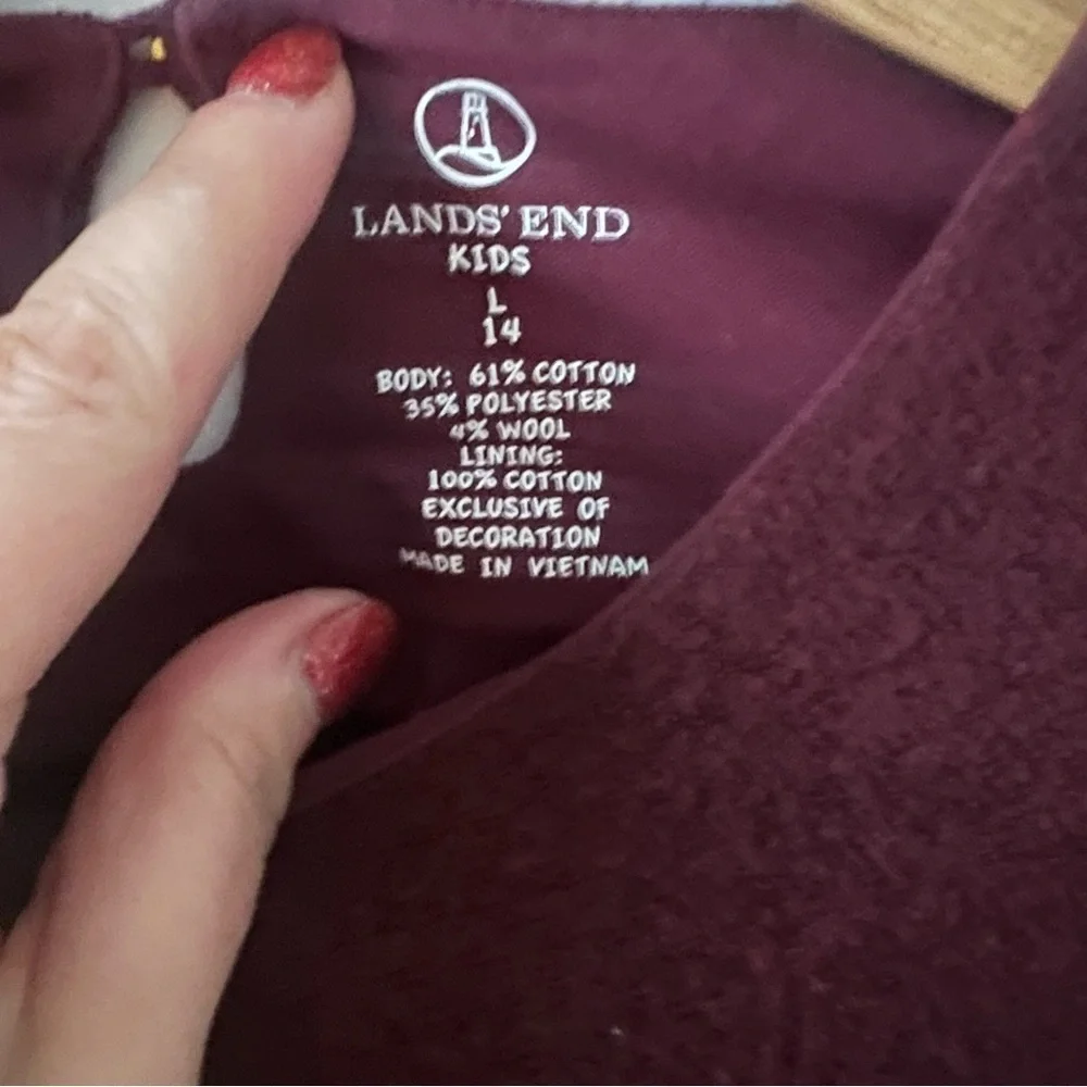 Lands End Girls wool blend winter dress 14